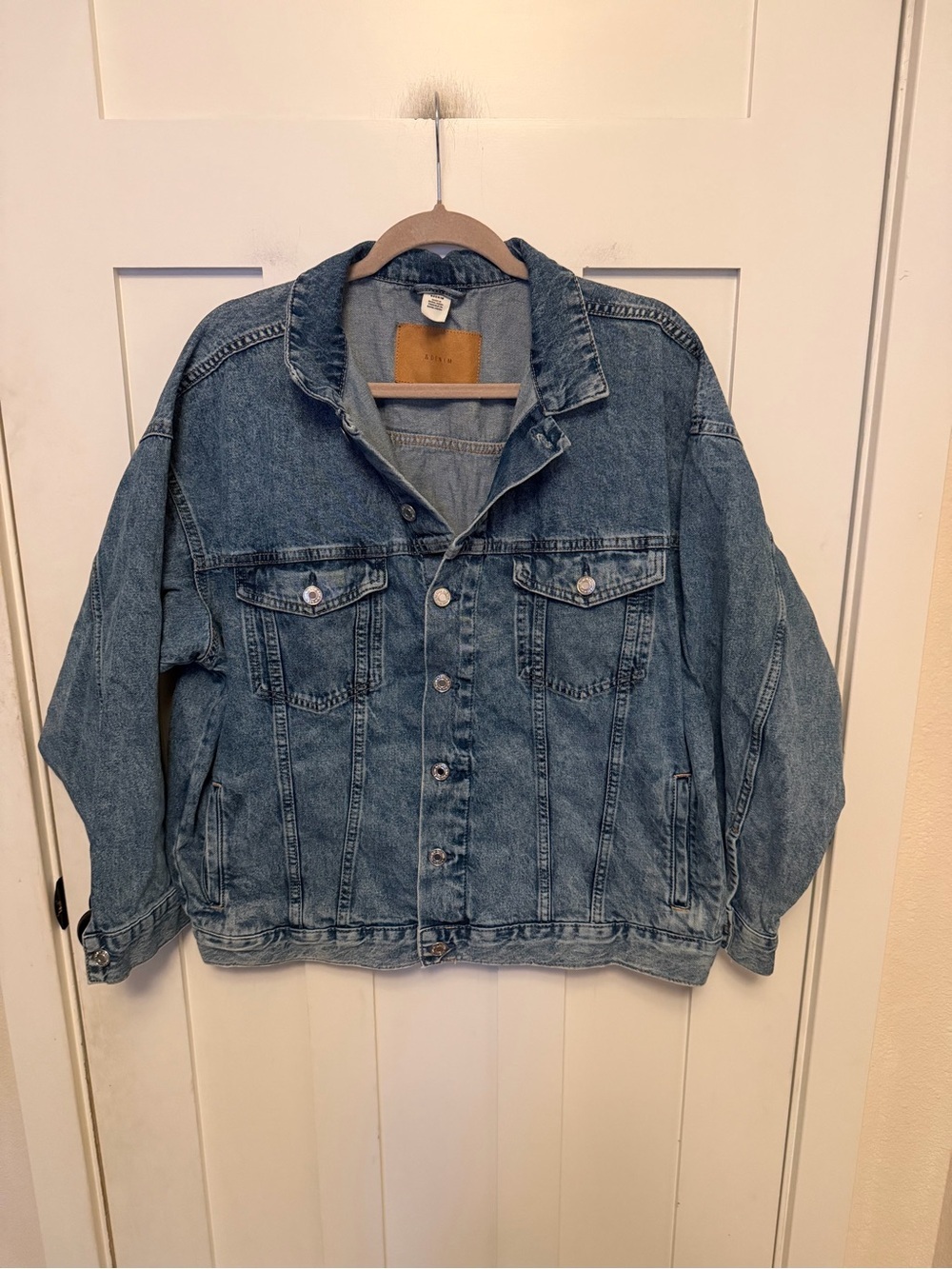 & Denim Men’s Jean jacket Classic Medium Wash Denim Size Medium Blue 100% Cotton
